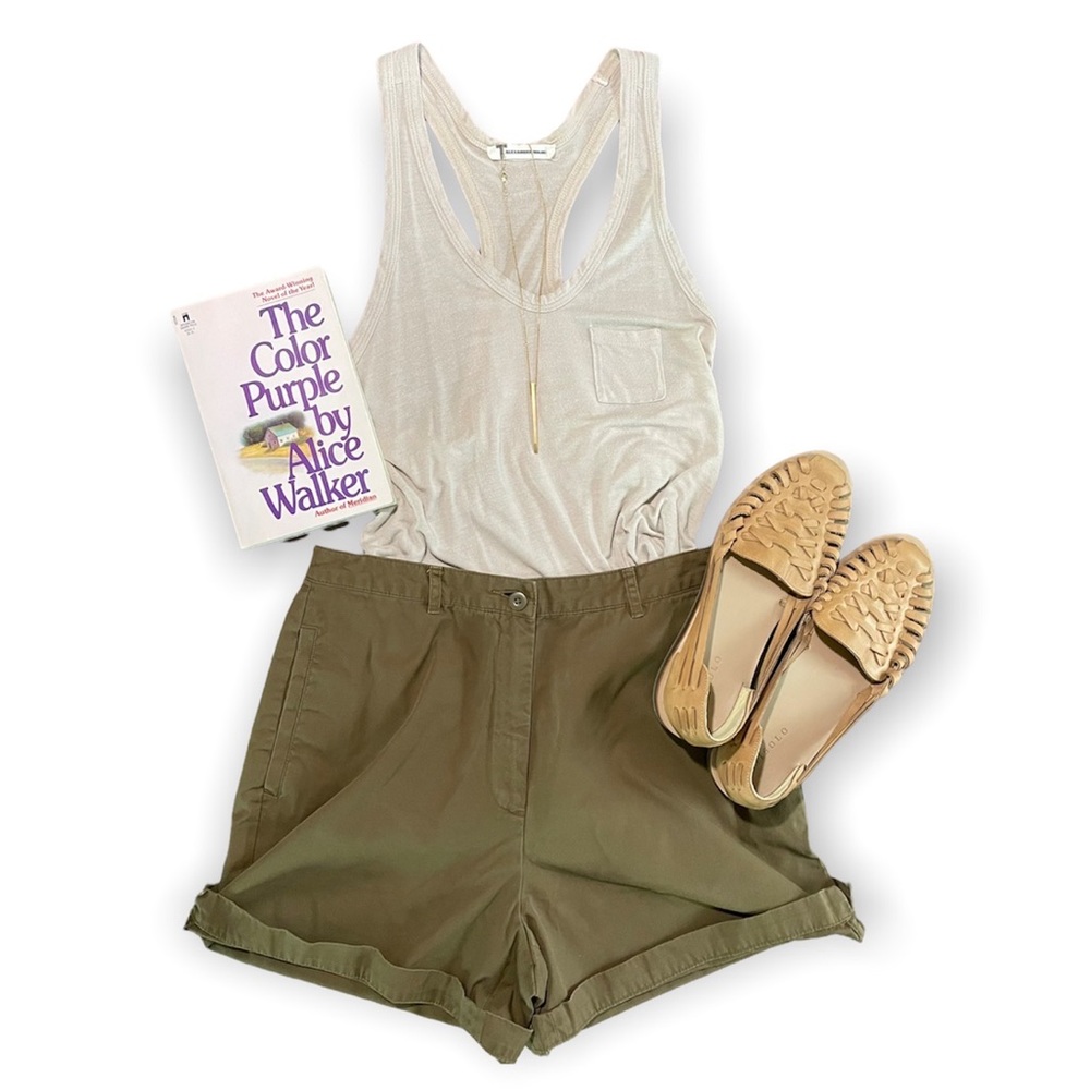 Vintage Eddie Bauer Olive Green High Waisted Pleated Shorts